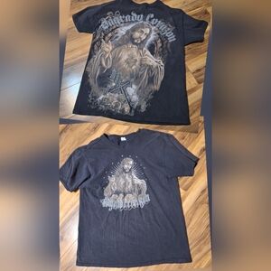 Jesus Religious Religion Mens L Faded Black Tee Tshirt Grunge 90s 00s Vintage